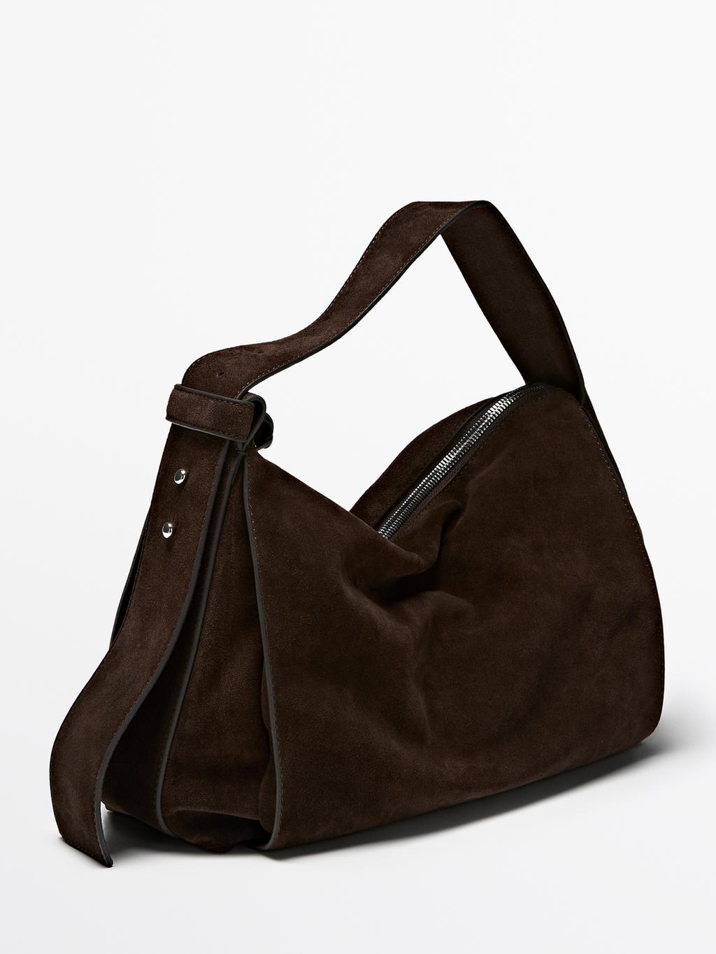 Large split leather shoulder bag
