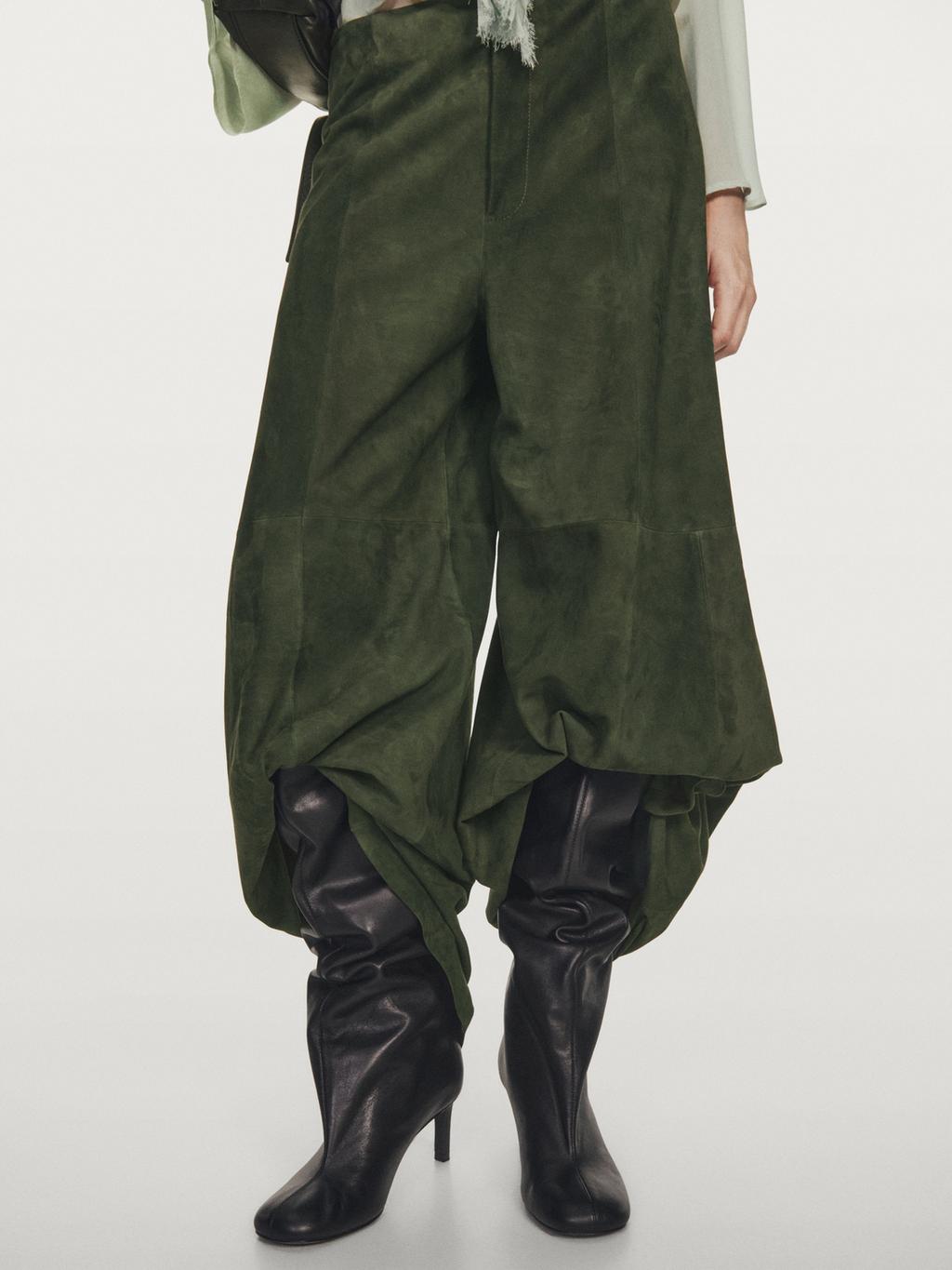 Suede leather wide-leg trousers - STUDIO