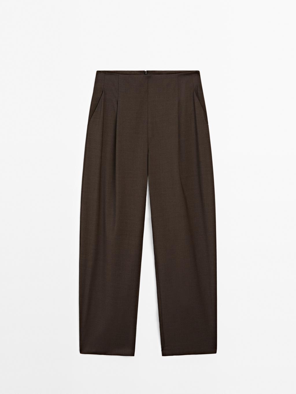 100% wool wide-leg darted trousers - STUDIO