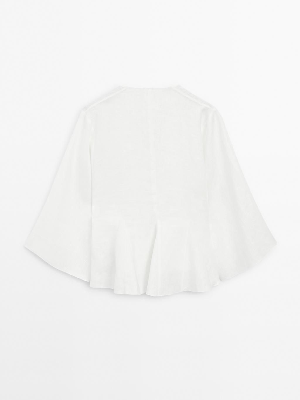 100% linen blouse with godet details - STUDIO