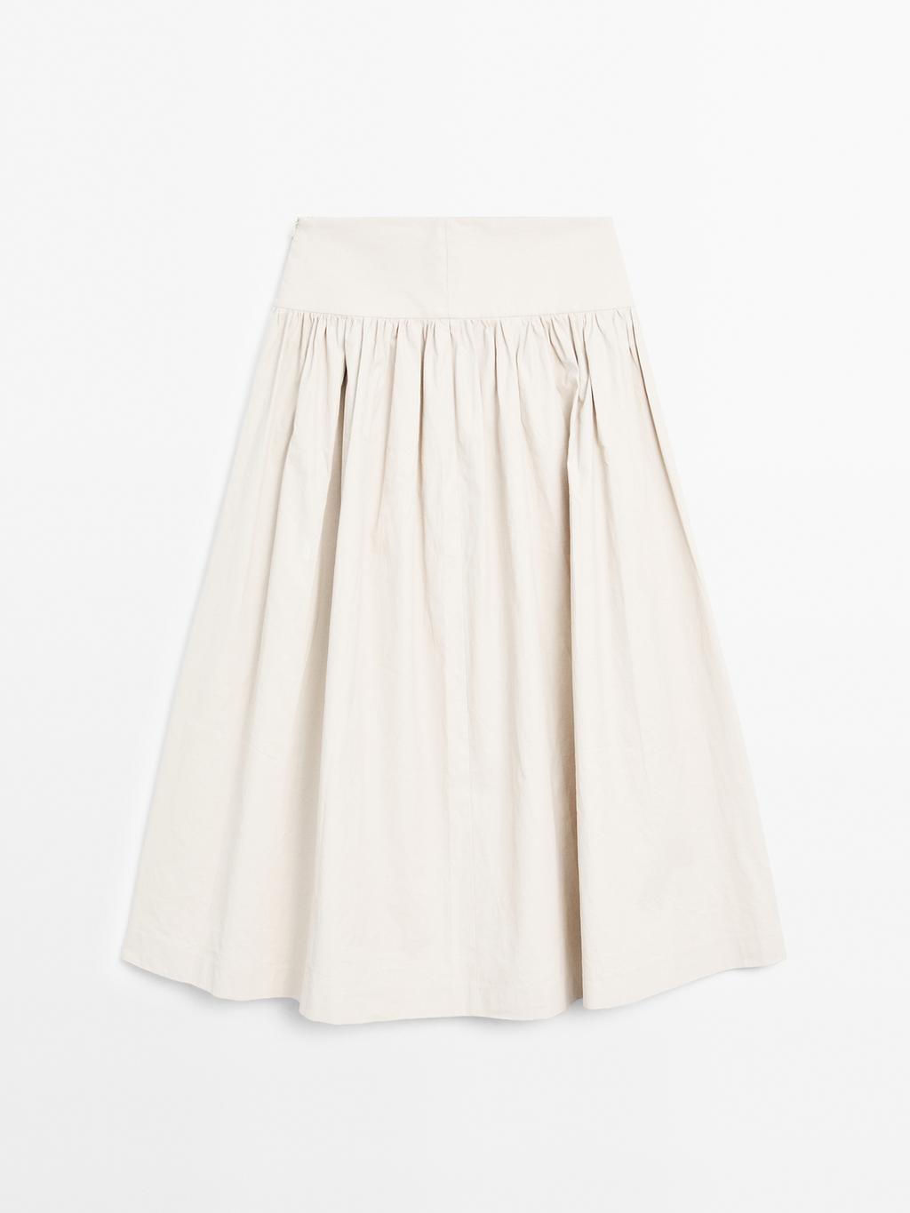 100% linen midi skirt with yoke - STUDIO