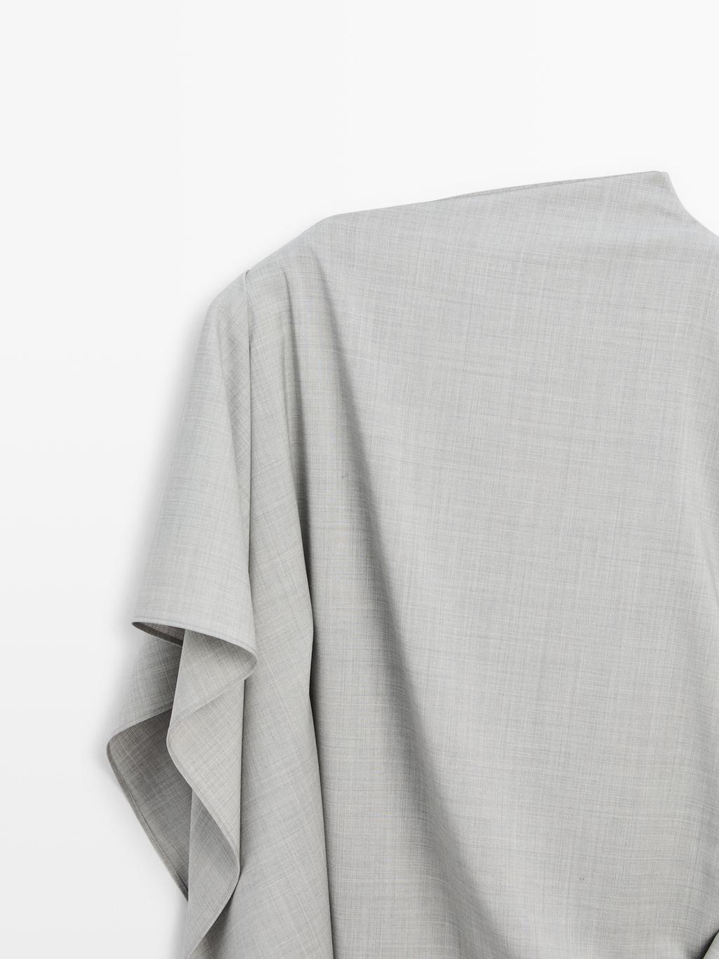 100% wool asymmetric ruffled blouse - STUDIO