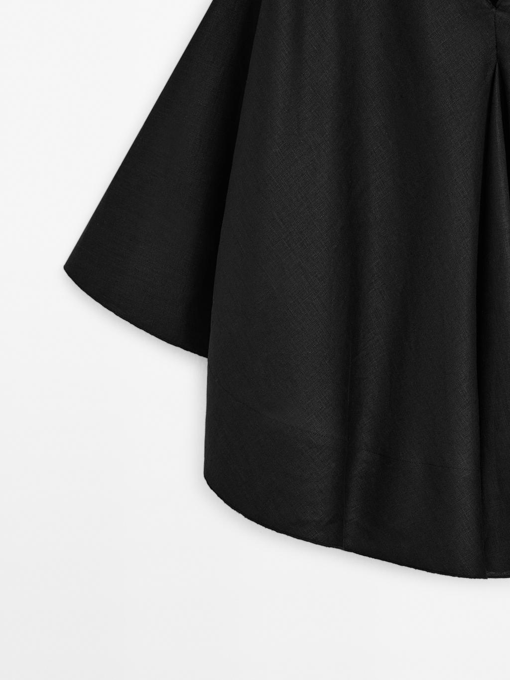 100% linen flowing cape-style oversize blouse - STUDIO