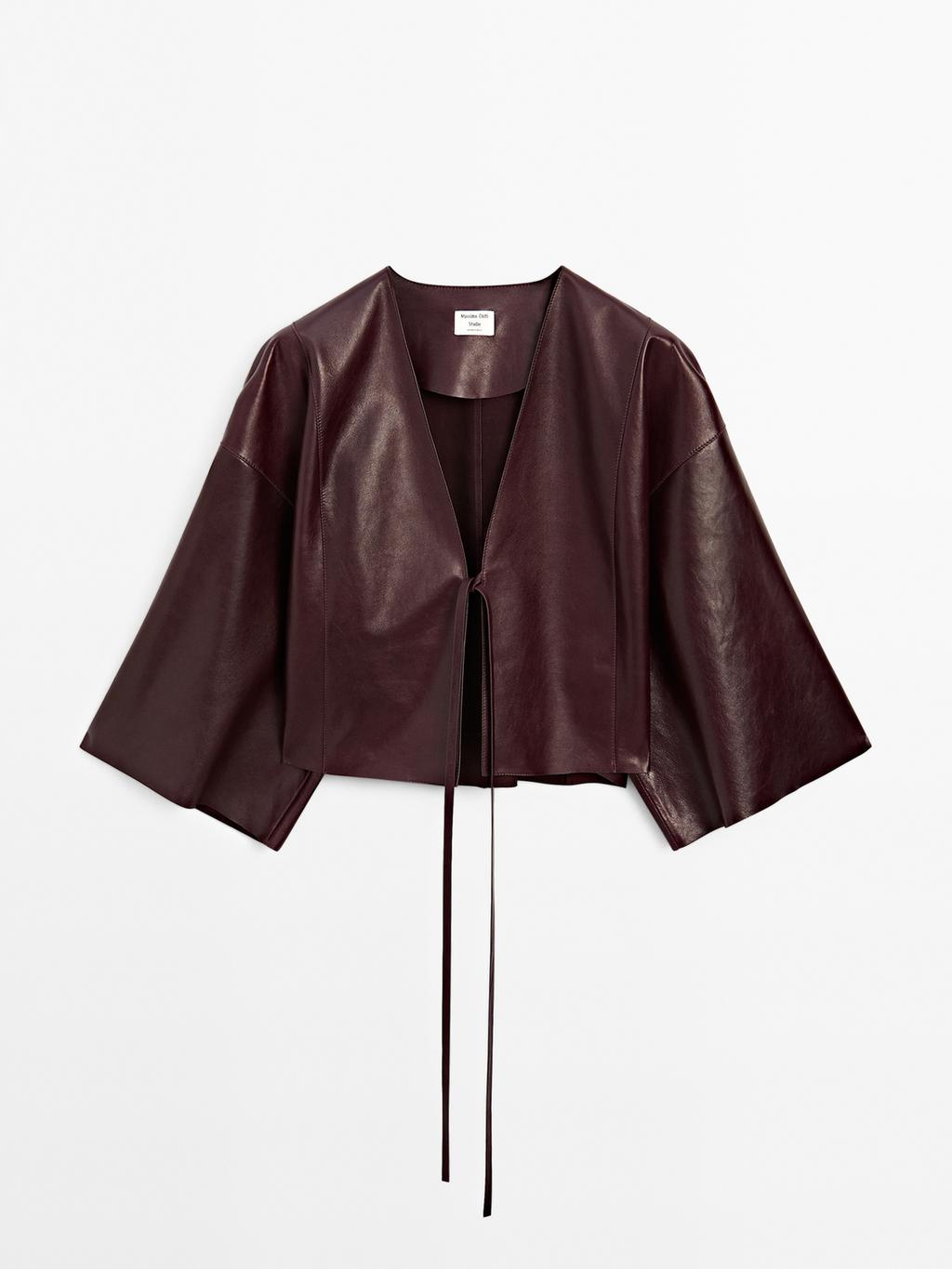 Nappa leather V-neck kimono - STUDIO