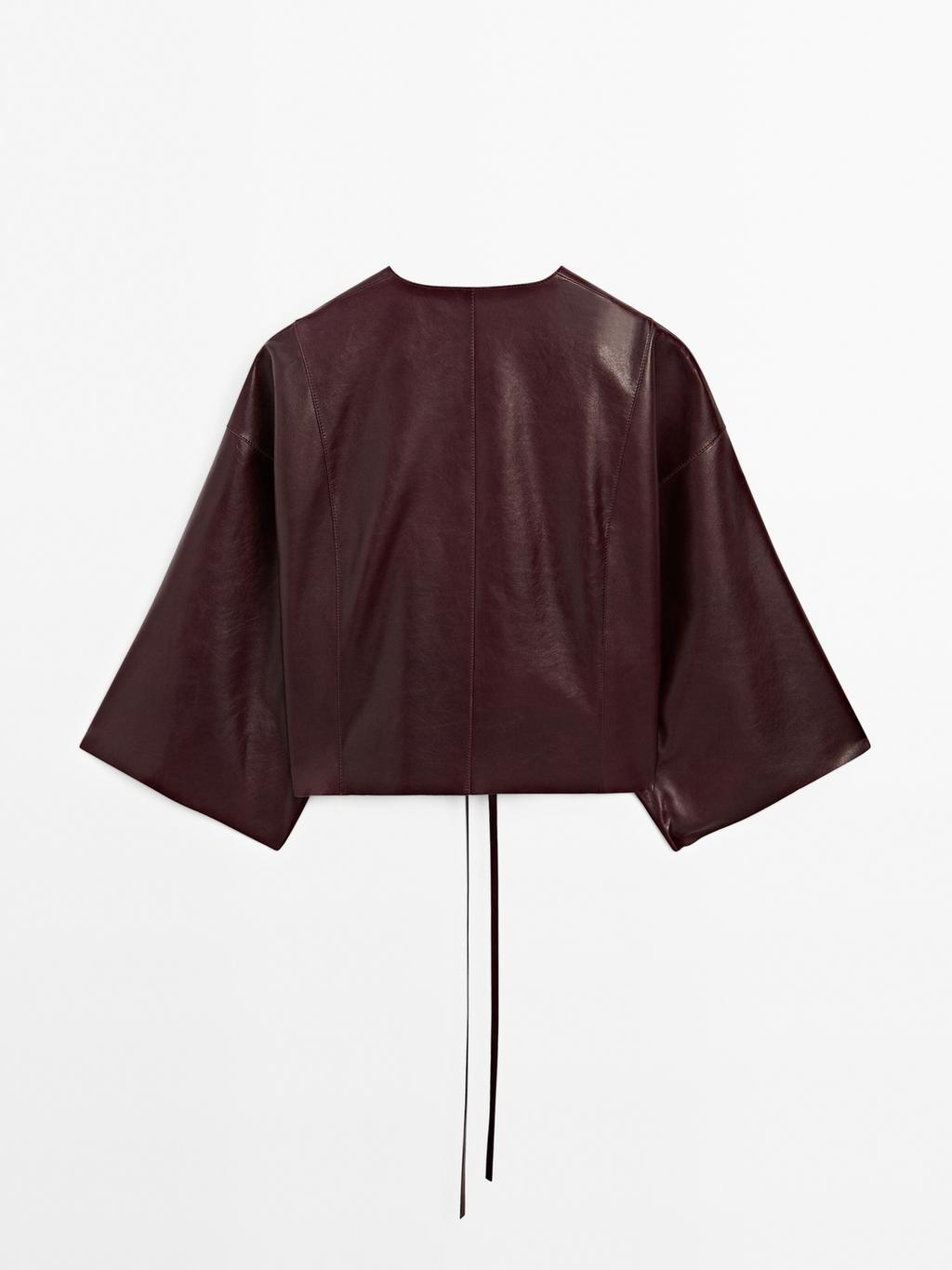 Nappa leather V-neck kimono - STUDIO