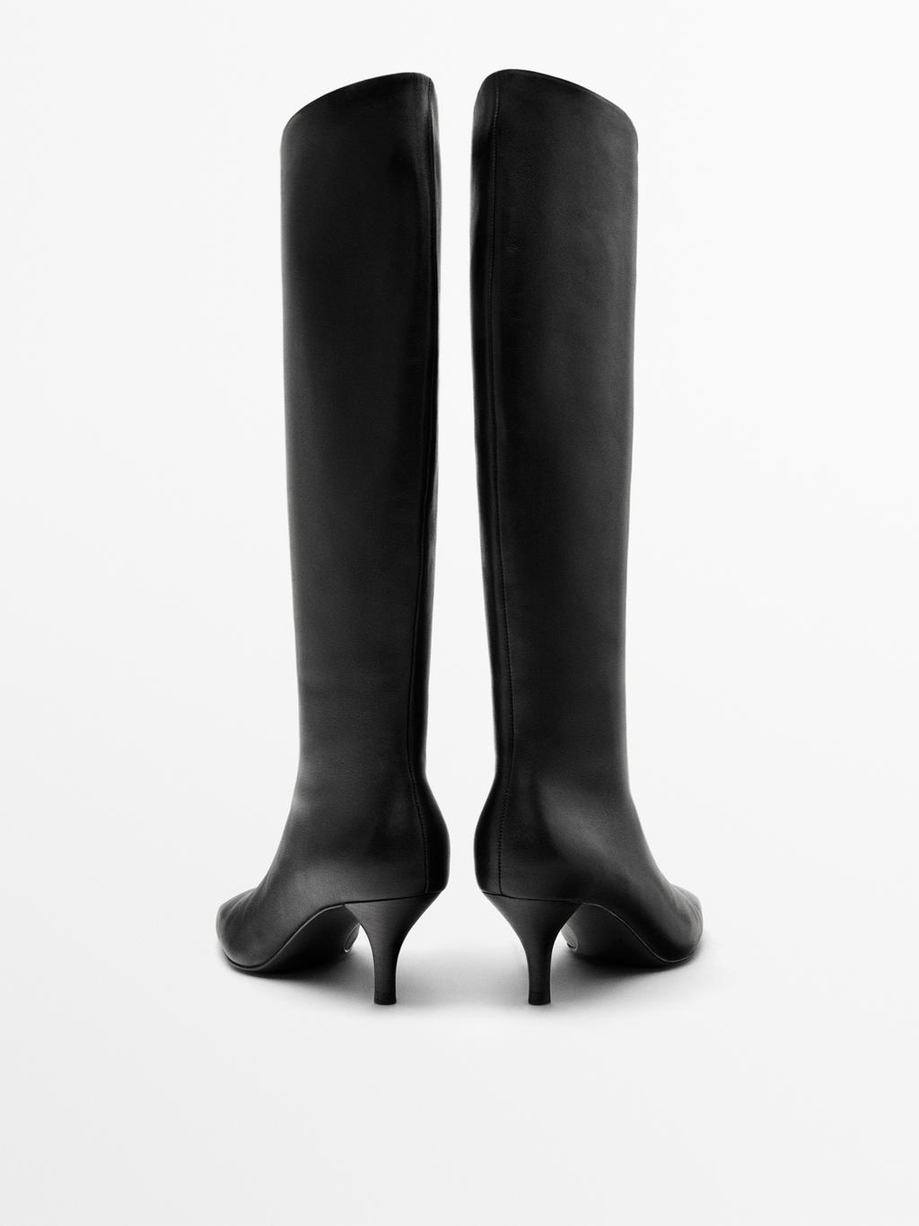 Leather stiletto heel boots