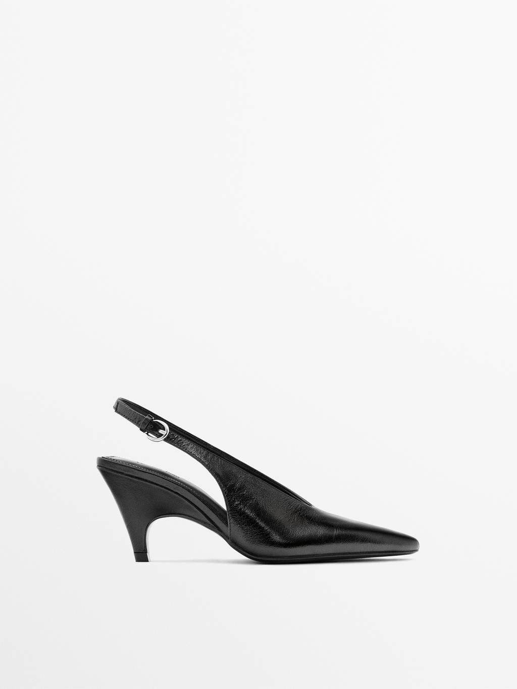 Leather high-heel shoes