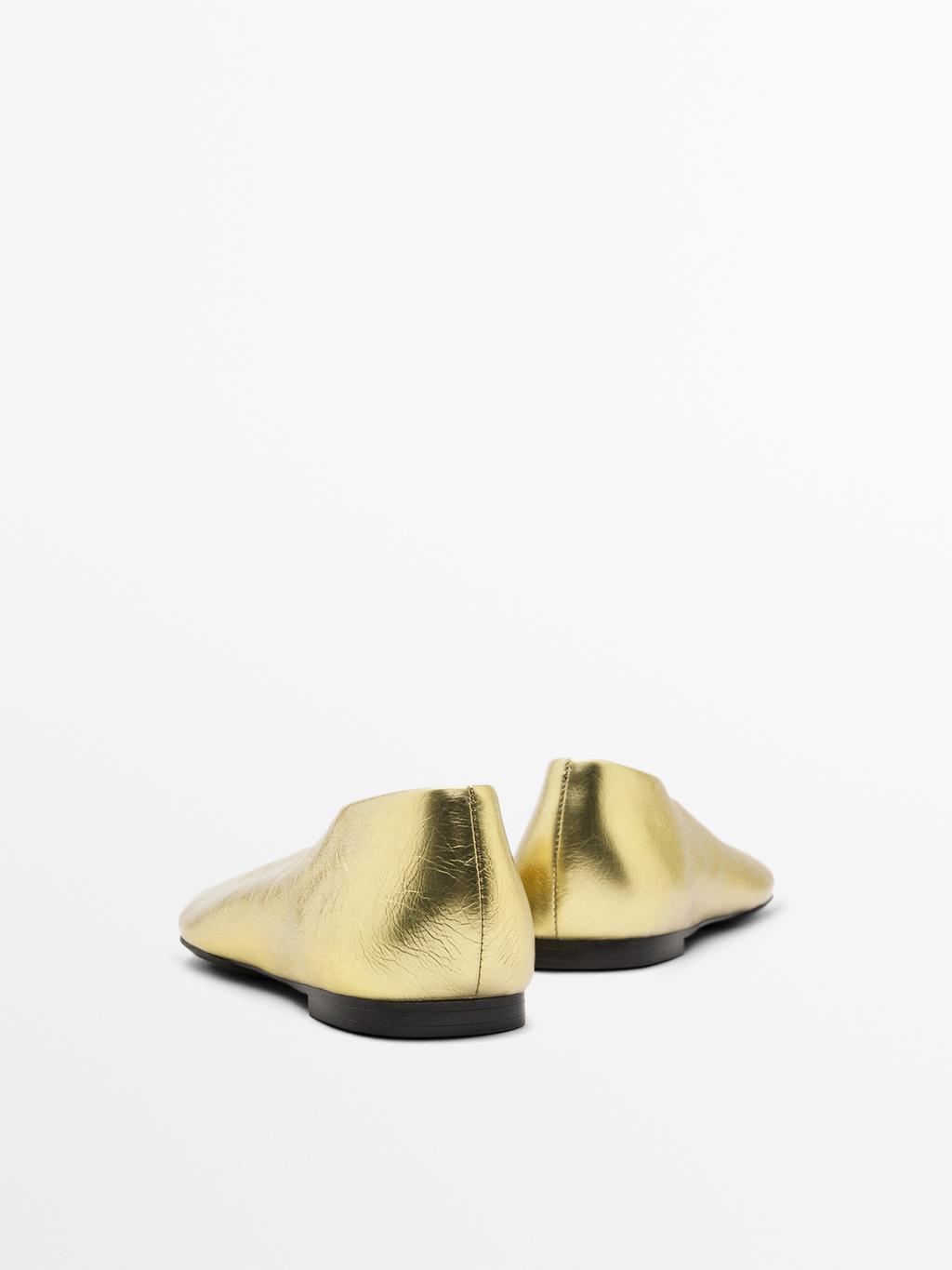 Metallic leather ballerinas