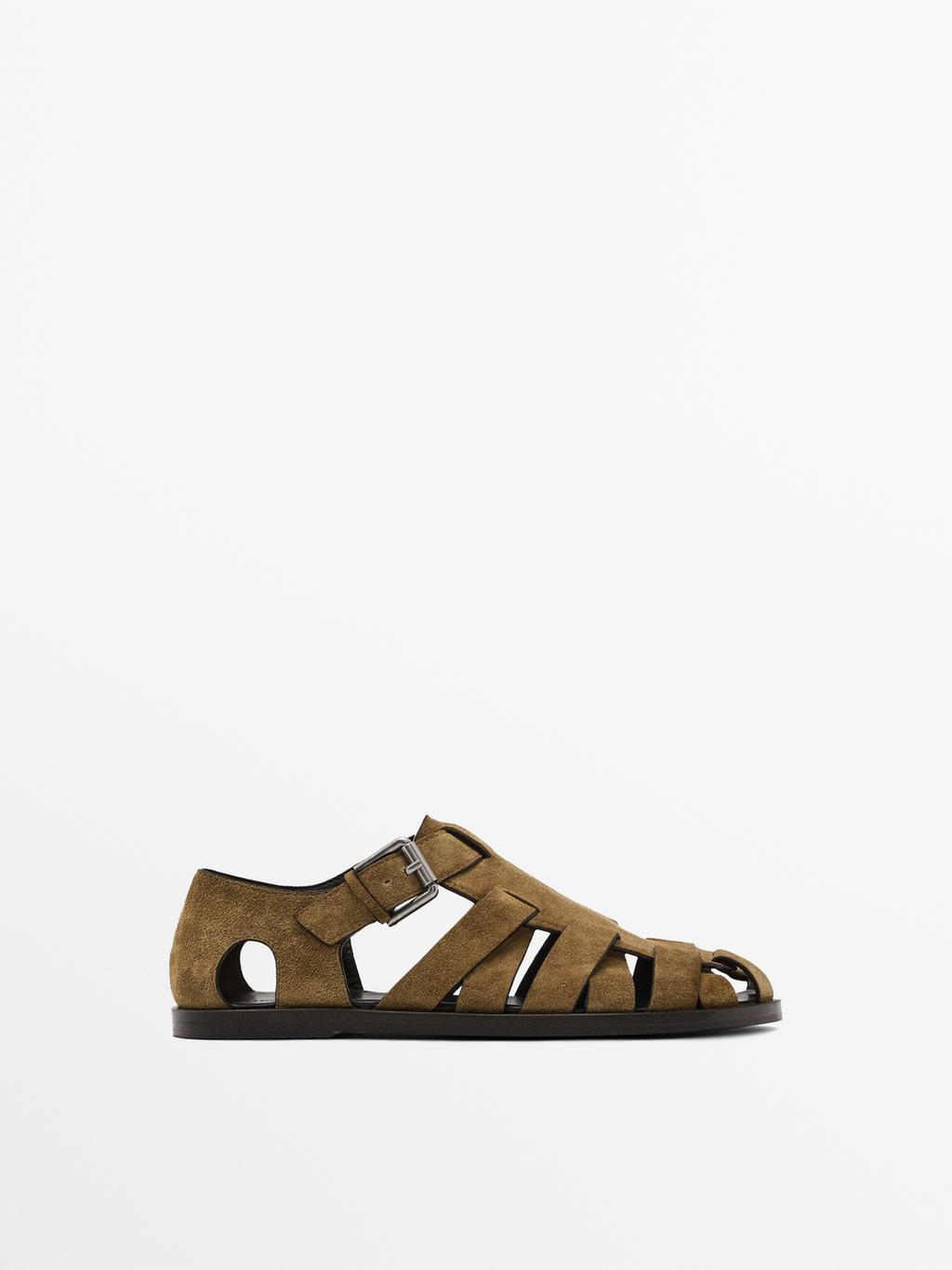 Split leather cage sandals