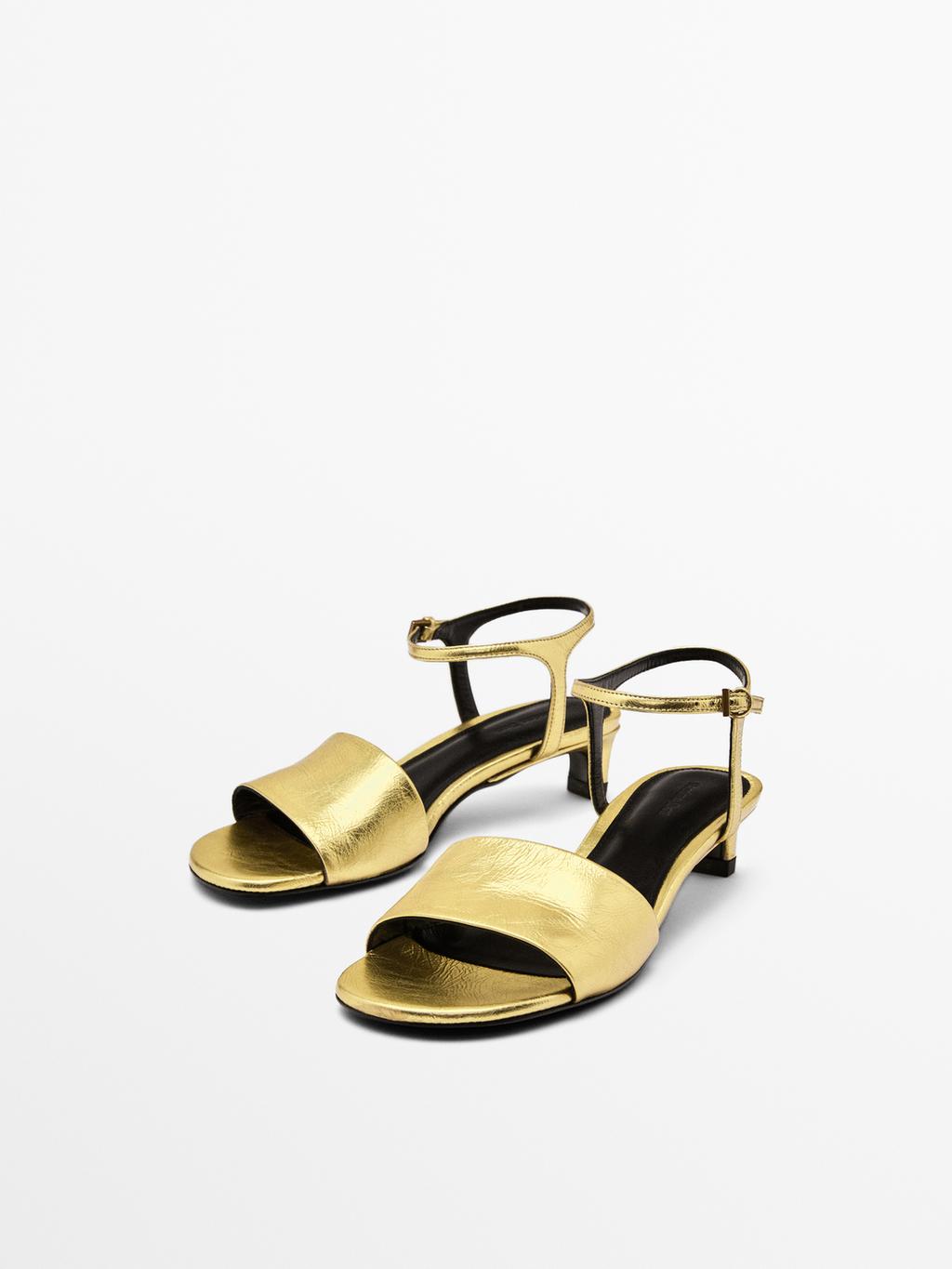 Golden slide sandals