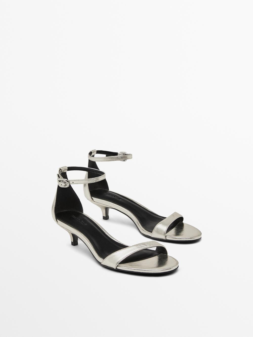 High-heel sandals with metallic strap
